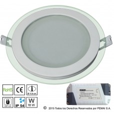 Serie L  Ø 20 cm 18 Watt con Borde de  Cristal emisor de luz horizontal  - Blanco Neutro